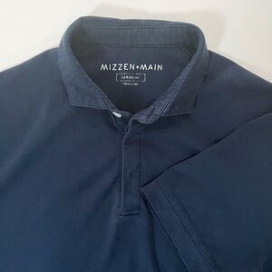 Mizzen+Main Polo Shirt Mens Large Trim Fit Blue‎ Performance Golf Preppy Casual